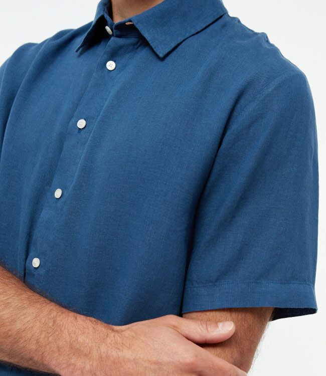 GIVN linnen overhemd korte mouw KODA BLUE