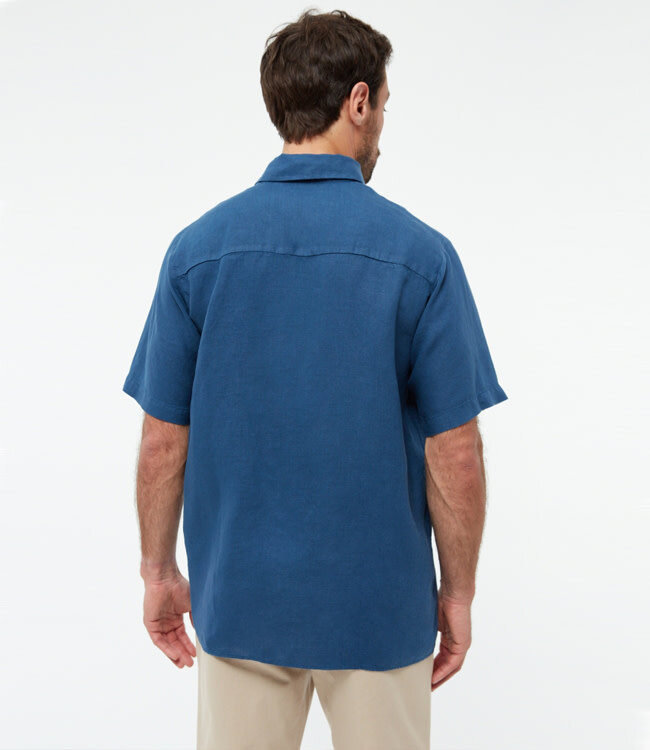 GIVN linnen overhemd korte mouw KODA BLUE