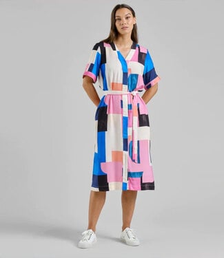 Dedicated DEDICATED jurk KALLVIK BLOCKS met ceintuur van tencel