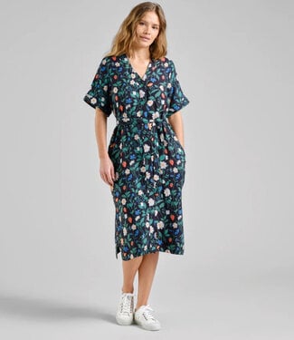 Dedicated DEDICATED jurk KALLVIK STRAWBERRY met ceintuur van tencel