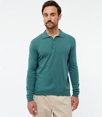 GIVN GIVN gebreide polo trui LINO GREEN biologisch katoen