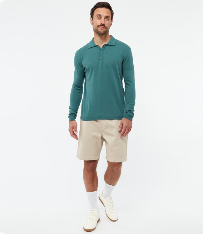 GIVN gebreide polo trui LINO GREEN biologisch katoen