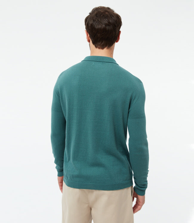 GIVN gebreide polo trui LINO GREEN biologisch katoen