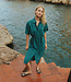 Dedicated DEDICATED linnen jurk met ceintuur RIPA PETROL GREEN