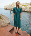 DEDICATED linnen jurk met ceintuur RIPA PETROL GREEN