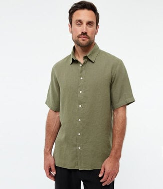 GIVN GIVN linnen overhemd korte mouw KODA OLIVE