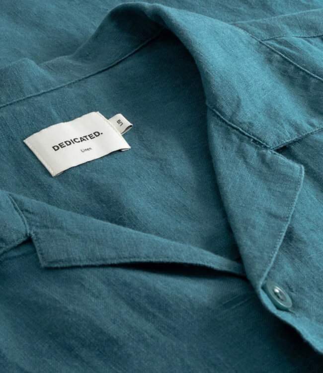 DEDICATED linnen overhemd MARSTRAND PETROL GREEN