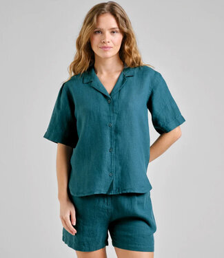 Dedicated DEDICATED linnen blouse TORUP PETROL GREEN