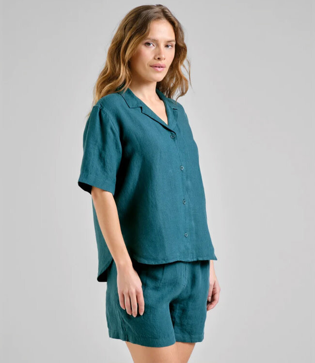 DEDICATED linnen blouse TORUP PETROL GREEN