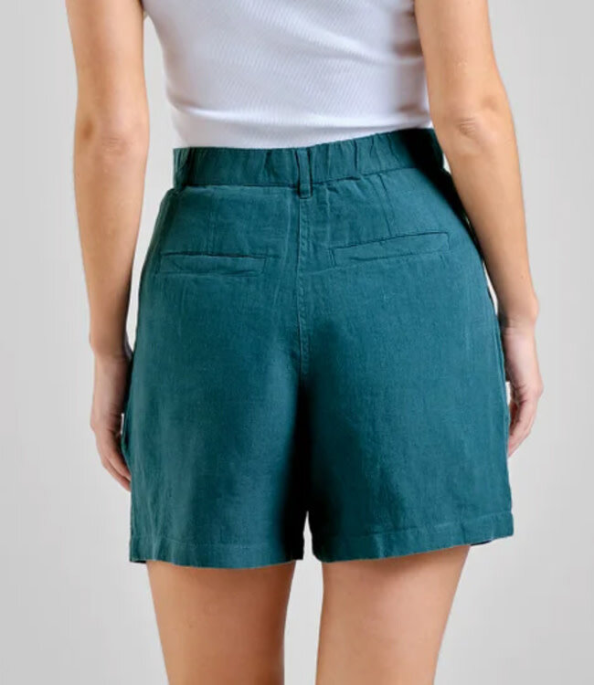 DEDICATED korte linnen broek dames DJUPVIK PETROL GREEN