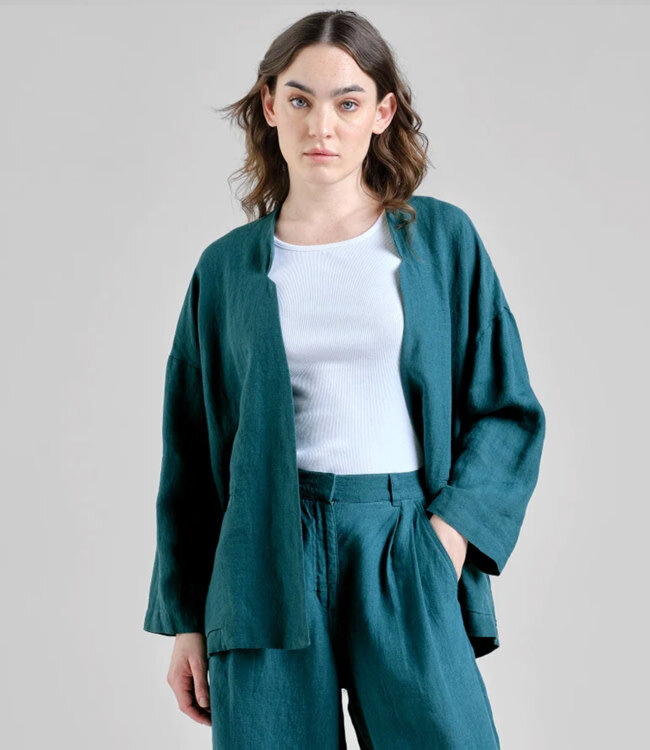 DEDICATED linnen blazer TANTO PETROL GREEN