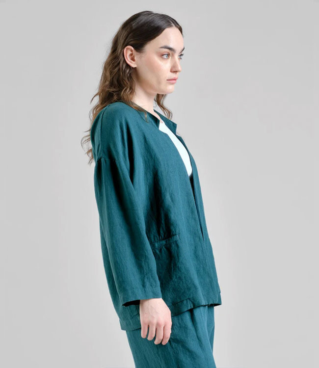 DEDICATED linnen blazer TANTO PETROL GREEN