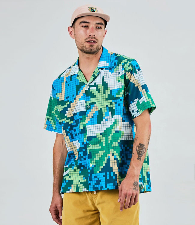 BRAVA overhemd korte mouw ALOHA PIXEL biologisch katoen