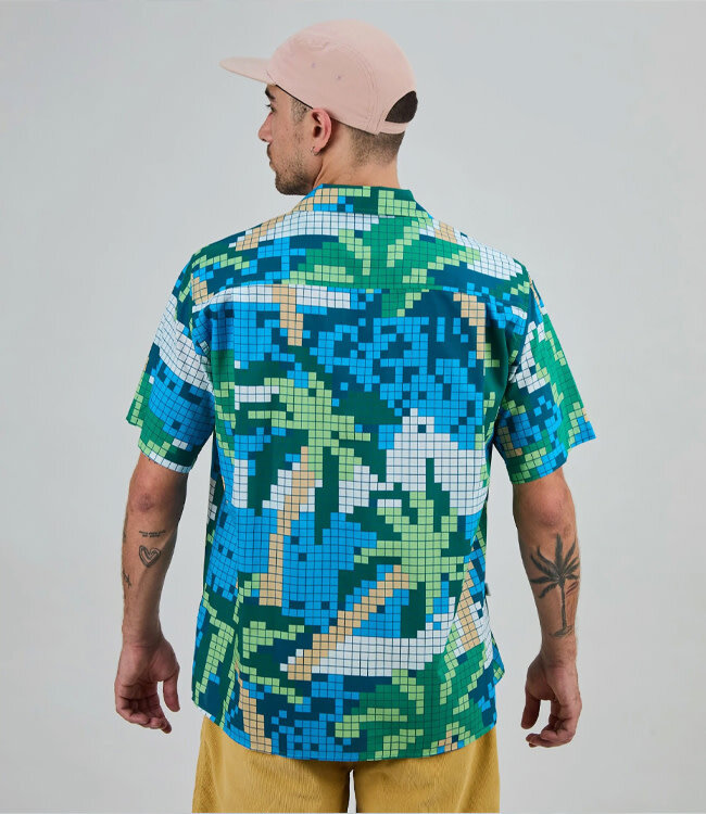 BRAVA overhemd korte mouw ALOHA PIXEL biologisch katoen