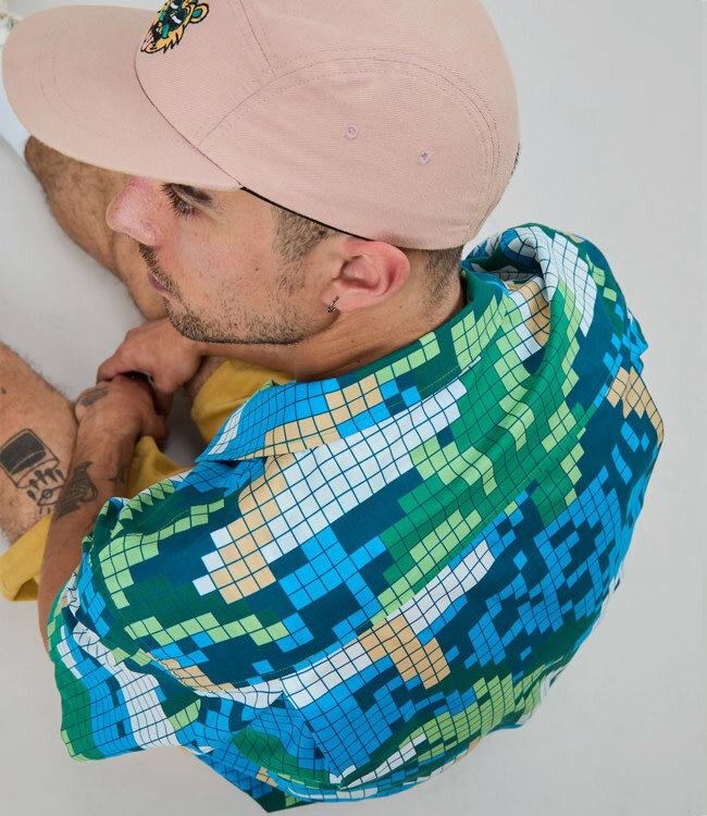 BRAVA overhemd korte mouw ALOHA PIXEL biologisch katoen