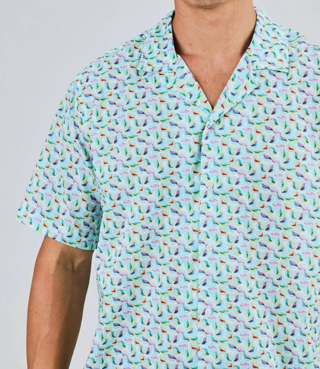 BRAVA overhemd korte mouw ALOHA MARBLES biologisch katoen