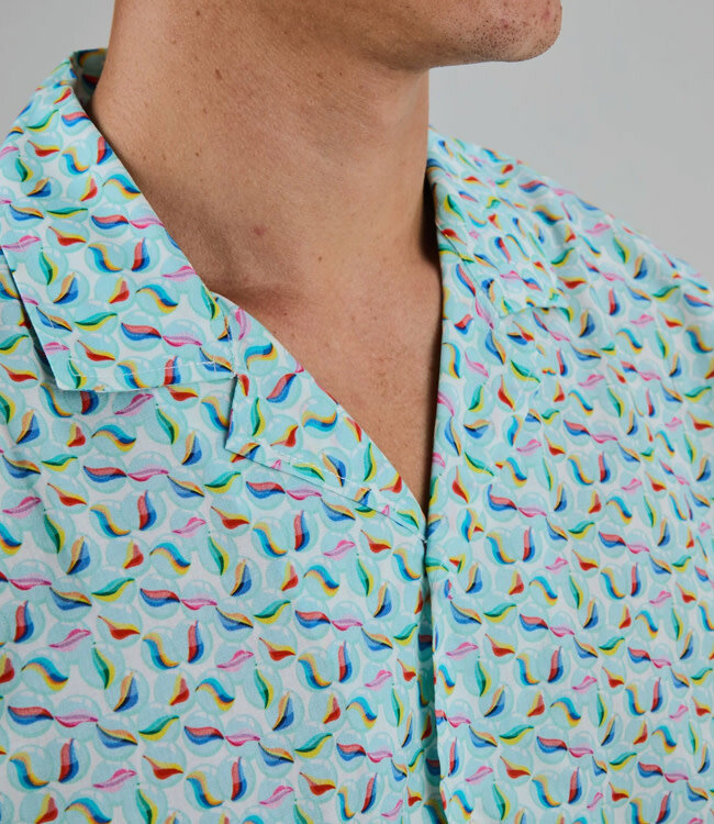 BRAVA overhemd korte mouw ALOHA MARBLES biologisch katoen