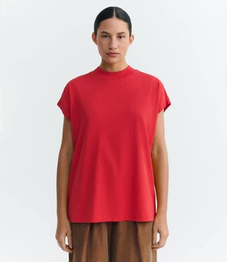 THINKING MU THINKING MU basic t-shirt VOLTA RED van biologisch katoen