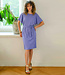 WIDDA batwing jurk FARLO LAVENDEL van tencel met ceintuur