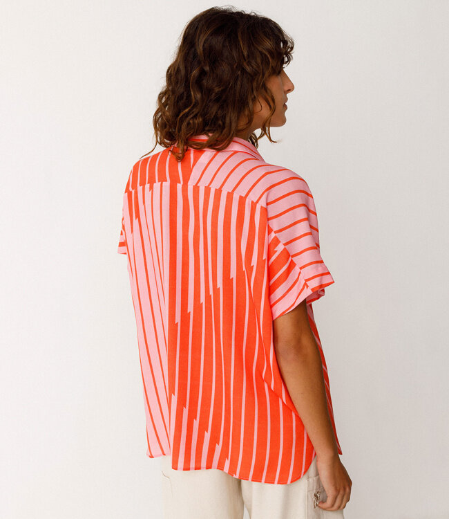 SKFK wijde blouse AIAN STRIPES met print van ecovero