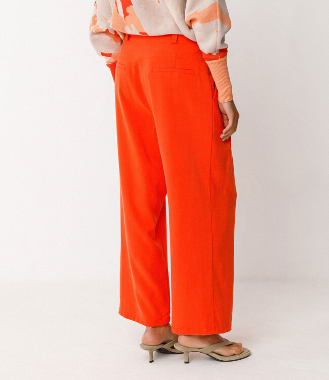 SKFK pantalon met wijde pijpen ESTI ORANGE van tencel