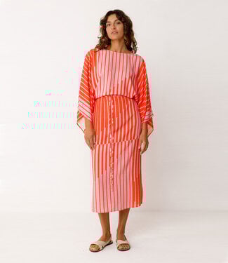 SKFK SKFK kimono jurk LIGI ORANGE STRIPES van ecovero