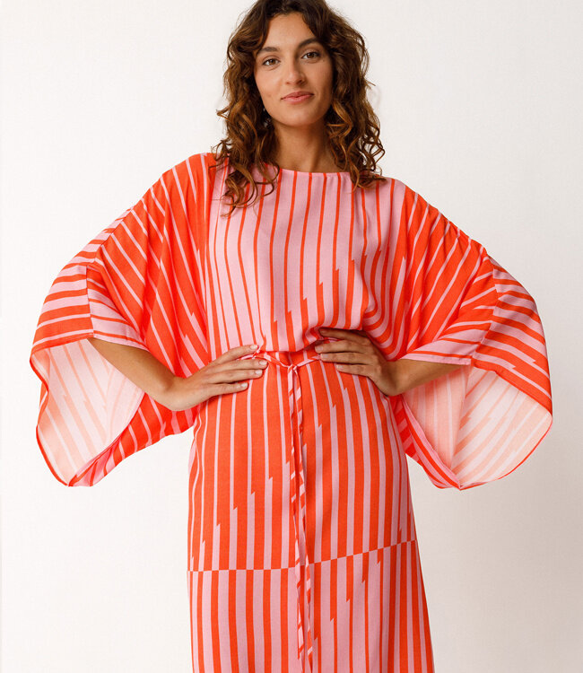 SKFK kimono jurk LIGI ORANGE STRIPES van ecovero