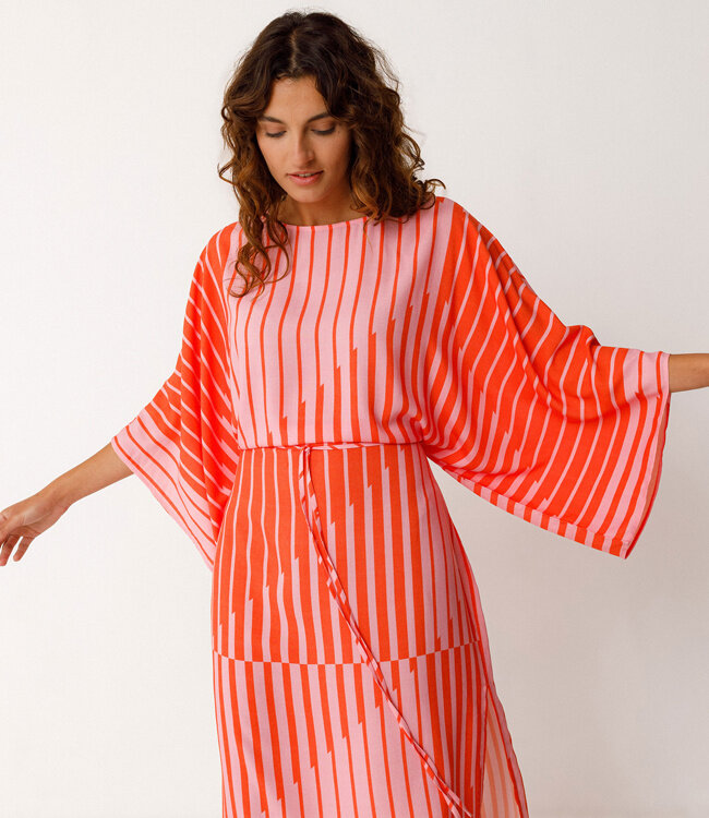 SKFK kimono jurk LIGI ORANGE STRIPES van ecovero