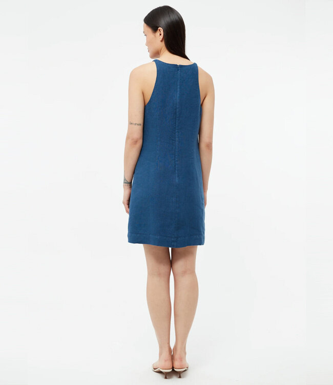 GIVN linnen  jurk met smalle bandjes YUNA BLUE 100% linnen