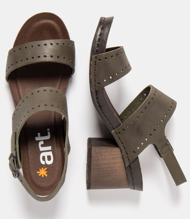 ART zwarte duurzame sandalen met blokhak ROMA KAKI