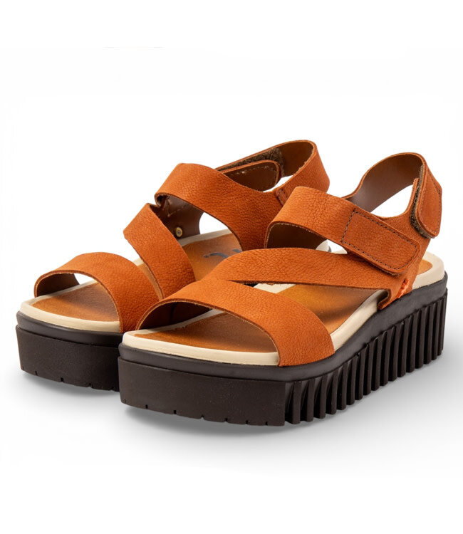 ART zwarte duurzame sandalen met dikke zool LOLA ORANGE