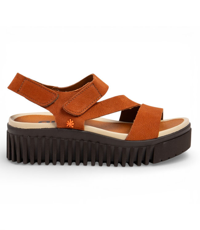 ART zwarte duurzame sandalen met dikke zool LOLA ORANGE