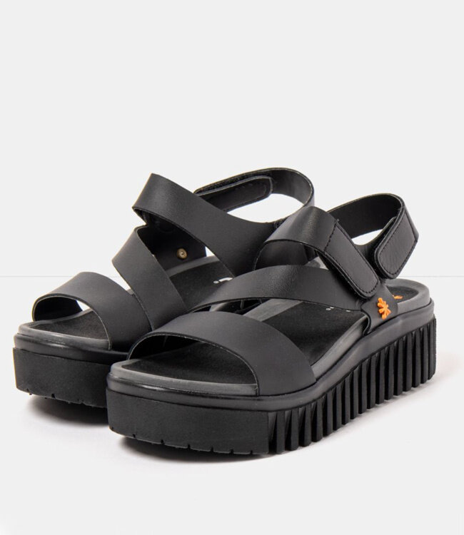 ART zwarte duurzame sandalen met dikke zool LOLA BLACK