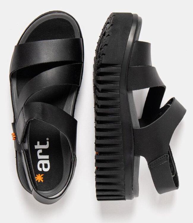 ART zwarte duurzame sandalen met dikke zool LOLA BLACK