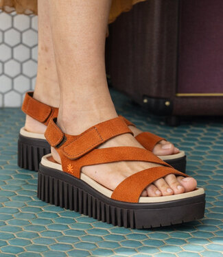 The ART company ART zwarte duurzame sandalen met dikke zool LOLA ORANGE