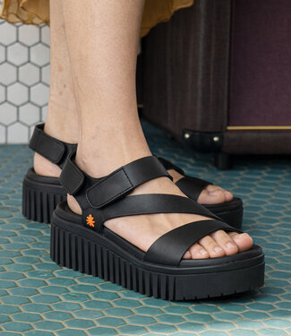 The ART company ART zwarte duurzame sandalen met dikke zool LOLA BLACK
