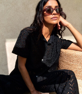 Komodo KOMODO broderie blouse LUNA BLACK biologisch katoen