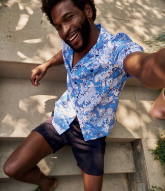 Komodo KOMODO korte mouw overhemd SPINDRIFT BLUE tencel linnen