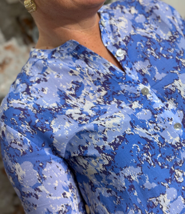 KOMODO korte mouw overhemd SPINDRIFT BLUE tencel linnen