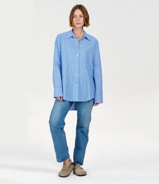KOMODO blouse gestreept BUSBY BLUE biologisch katoen