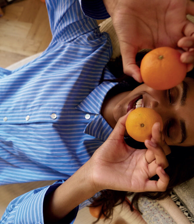 KOMODO blouse gestreept BUSBY BLUE biologisch katoen