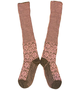 Hirsch Natur HIRSCH NATUR wollen Noorse KNIEKOUSEN roze bruin 430 82