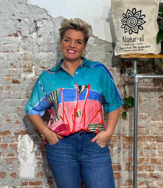 Dedicated DEDICATED wijde blouse ALSVIK CHAIRS met print tencel