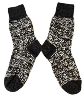 Hirsch Natur HIRSCH NATUR wollen Noorse DUNNE sokken ANTRACIET ECRU 156 64