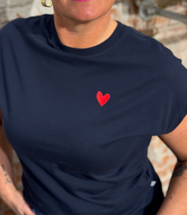 GIVN shirt met korte kapmouw LAILA HEART NAVY
