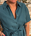 DEDICATED linnen jurk met ceintuur RIPA PETROL GREEN