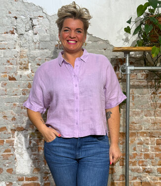 MAZINE MAZINE wijde linnen blouse ELLA LAVENDER korte mouw