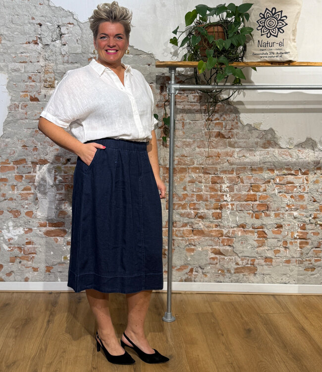 LIVING CRAFTS pure linnen rok RAFAELA INDIGO