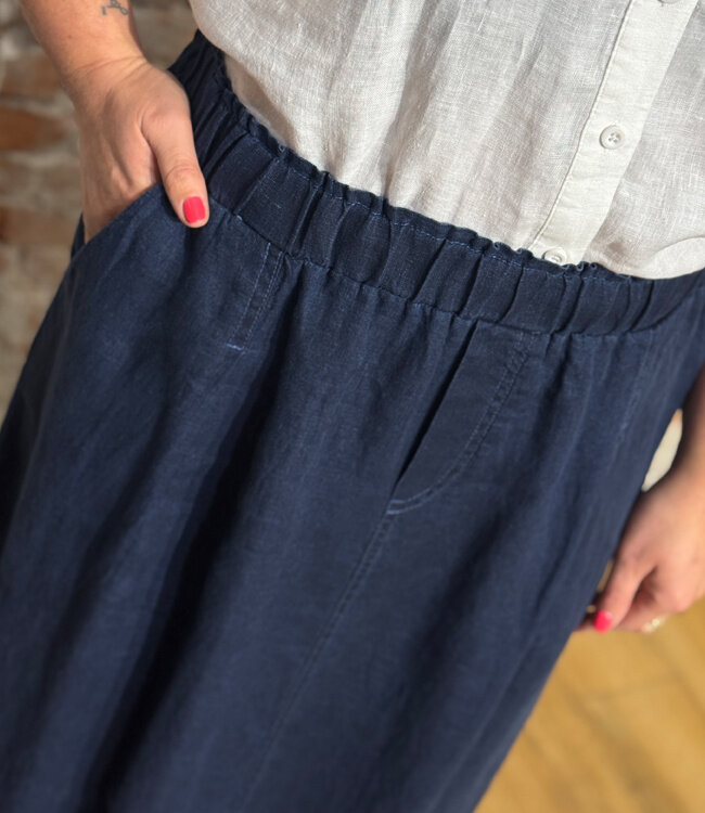 LIVING CRAFTS pure linnen rok RAFAELA INDIGO
