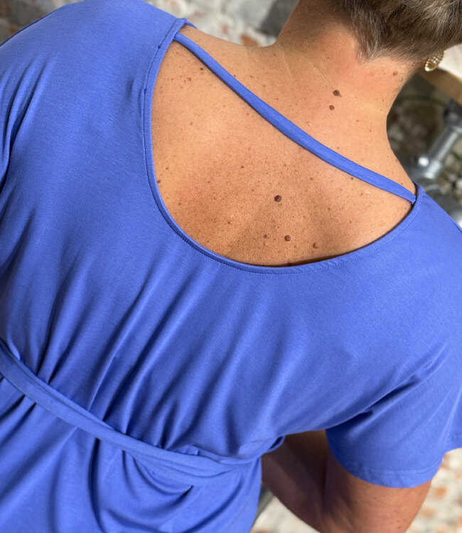 WIDDA batwing jurk FARLO LAVENDEL van tencel met ceintuur